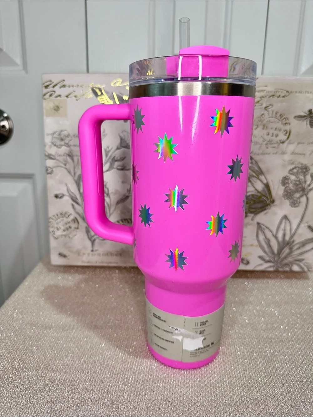 Stanley x Target Popsicle Pink Starburst Holographic Quencher 40 oz Tumbler - Picture 5 of 15